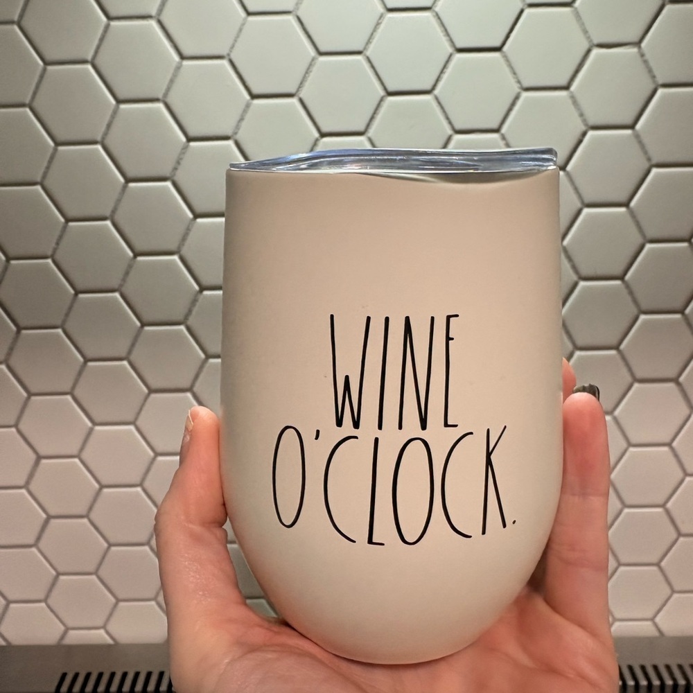 Rae Dunn Wine O'Clock White Tumbler